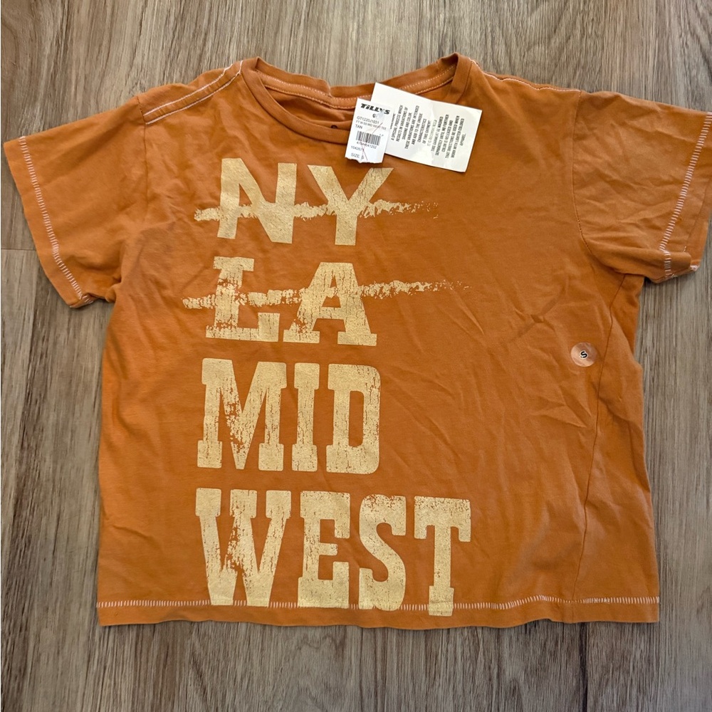 Trendy Orange Graphic Crop Top